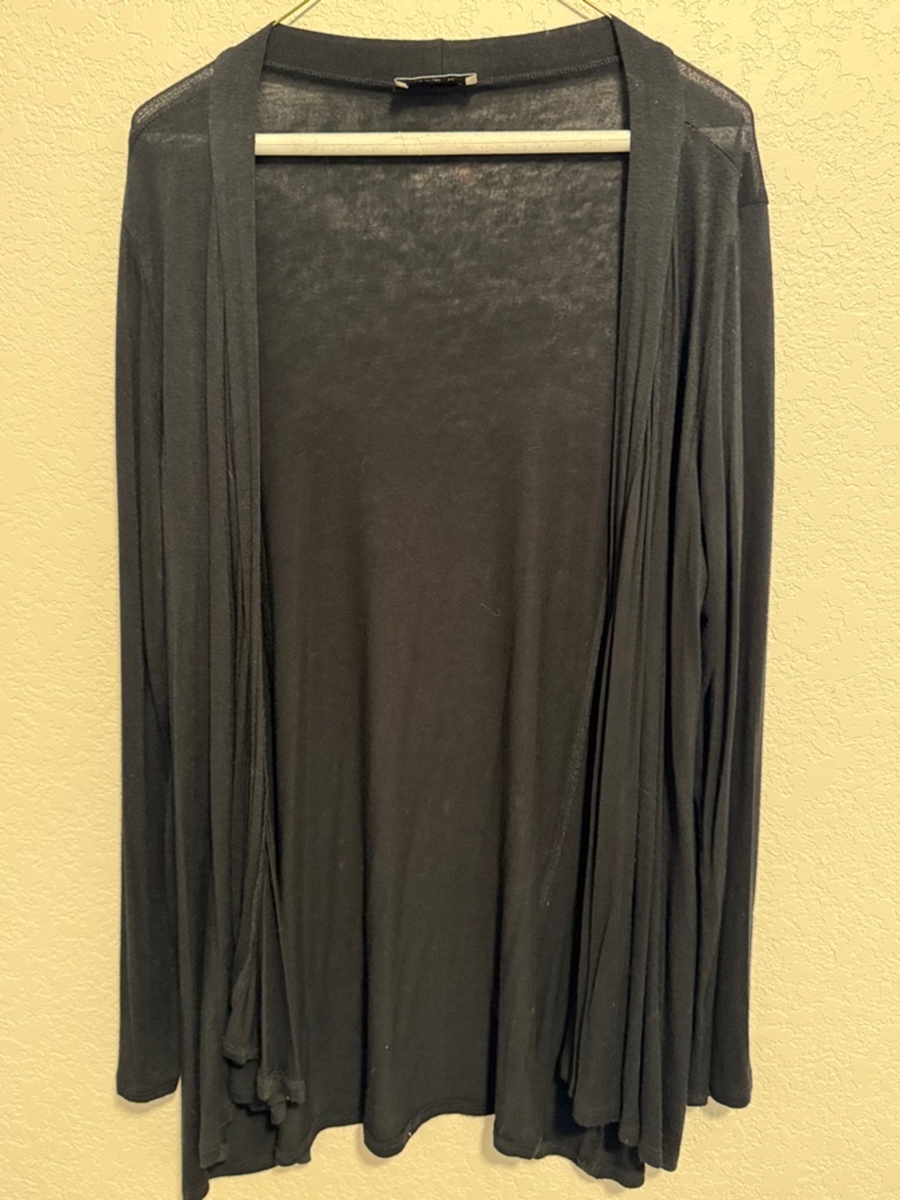Women's Black Open-Front Draped Cardigan